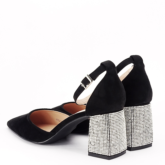 Pantofi negri eleganti cu pietricele argintii BSD42-1 04 [6]