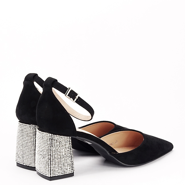 Pantofi negri eleganti cu pietricele argintii BSD42-1 04 [4]
