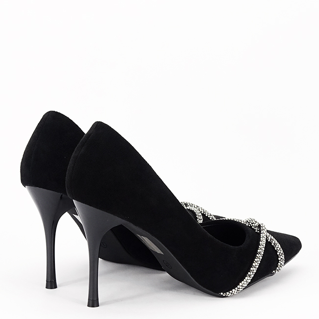 Pantofi negri eleganti cu pietricele argintii YES-23-1 03 [5]