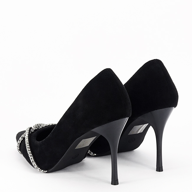 Pantofi negri eleganti cu pietricele argintii YES-23-1 03 [7]