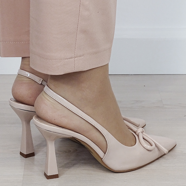 Pantofi nude de lac cu fundita BYJ9881 01 [5]
