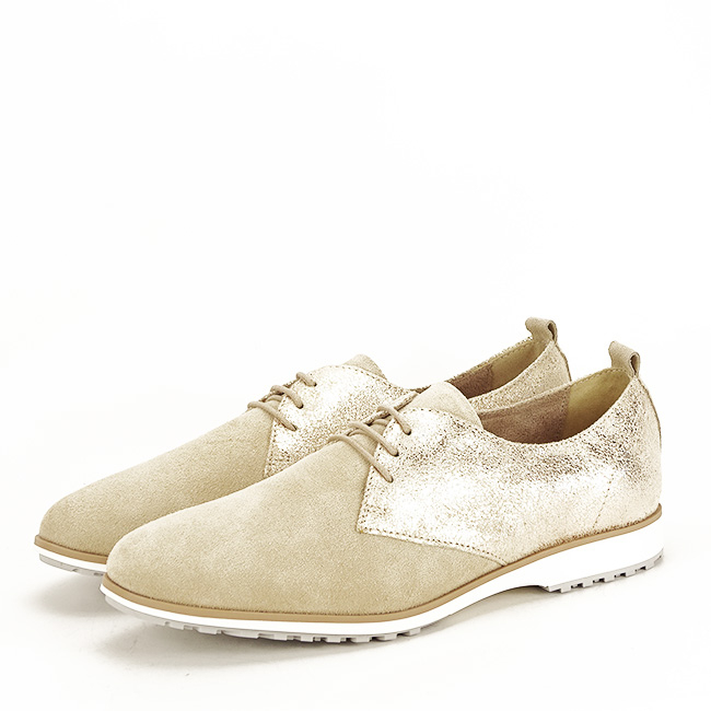 Pantofi oxford din piele naturala bej Selena 01