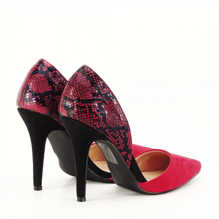 Pantofi rosii decupati cu imprimeu reptila [3]