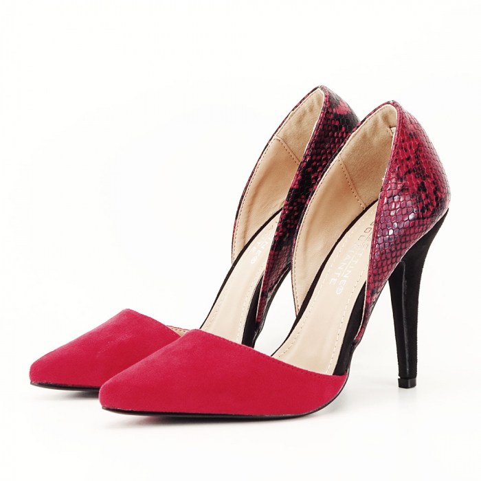 Pantofi rosii decupati cu imprimeu reptila [2]