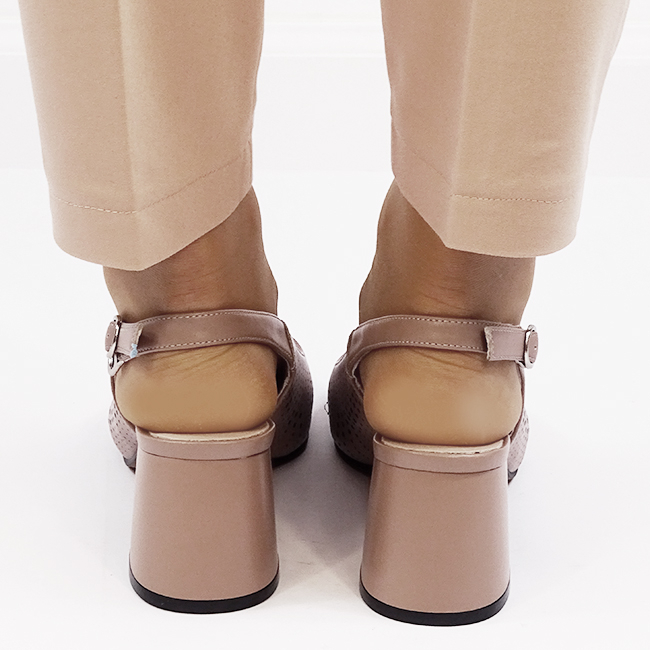 Pantofi taupe perforati din piele naturala BY6881-3 03 [5]