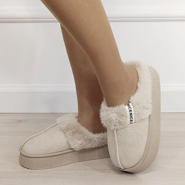 Papuci de casa dama imblaniti, Bej 9719 112 [2]