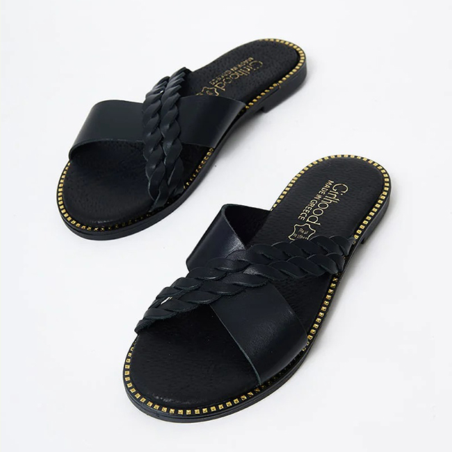 Papuci din piele naturala negri LH-170 M4