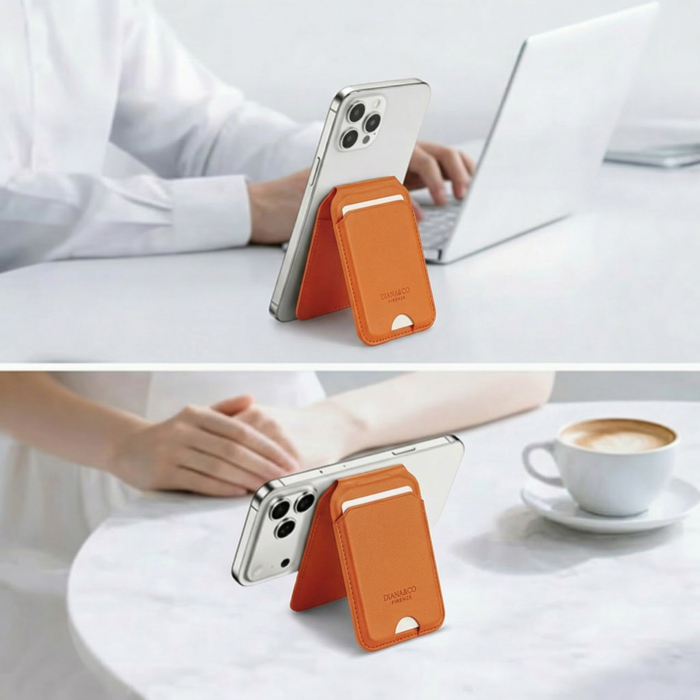 Port card portocaliu cu blocare RFID, Suport ajustabil si Oglinda [3]