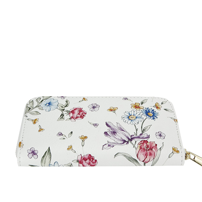 Portofel din piele naturala 8954 07 Alb cu imprimeu floral [3]