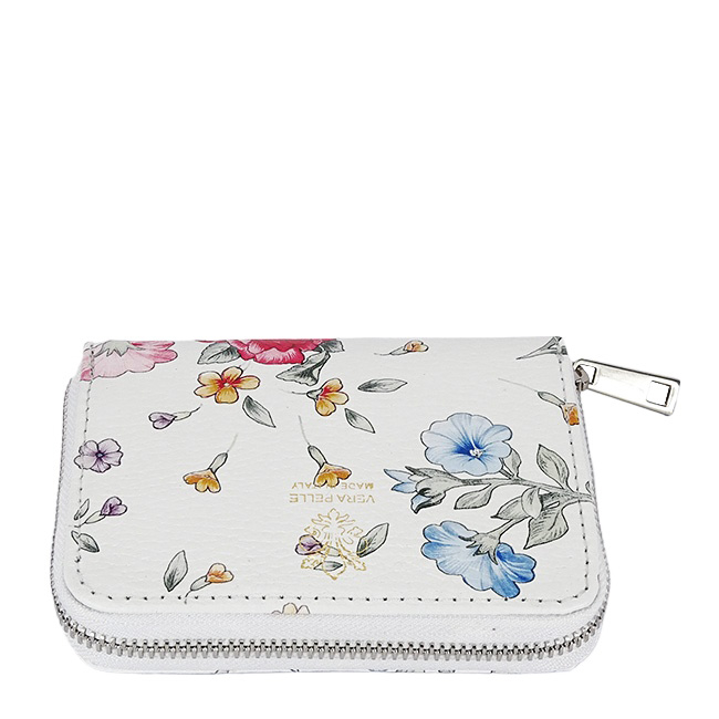 Portofel mic alb cu imprimeu floral din piele naturala 8912 07 [4]