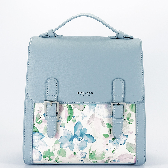 Rucsac albastru deschis cu imprimeu floral DHJ731-3 M11
