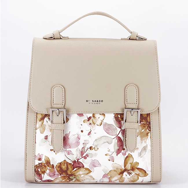 Rucsac bej cu imprimeu floral DHJ731-3 M11