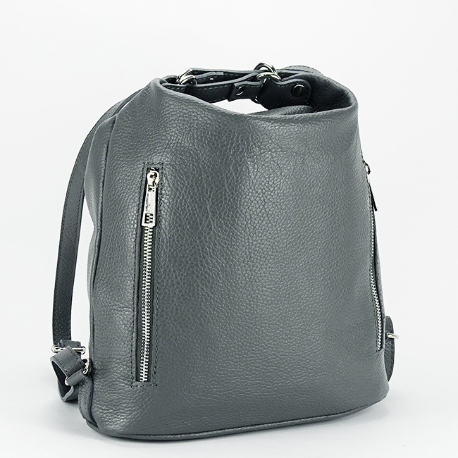 Rucsac gri din piele naturala 2 in 1 Lucia 121 [4]