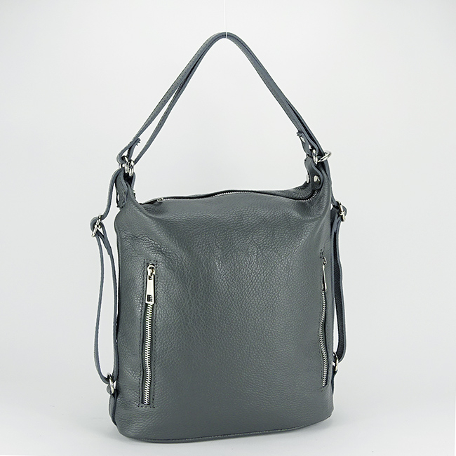 Rucsac gri din piele naturala 2 in 1 Lucia 121 [2]
