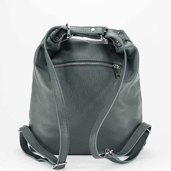 Rucsac gri din piele naturala 2 in 1 Lucia 121 [5]