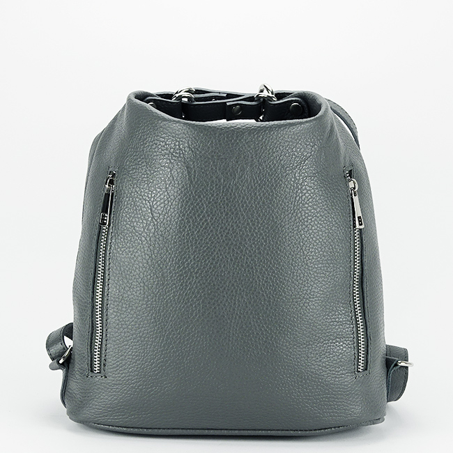 Rucsac gri din piele naturala 2 in 1 Lucia 121 [3]