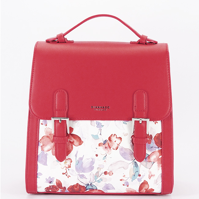 Rucsac rosu cu imprimeu floral DHJ731-3 M11