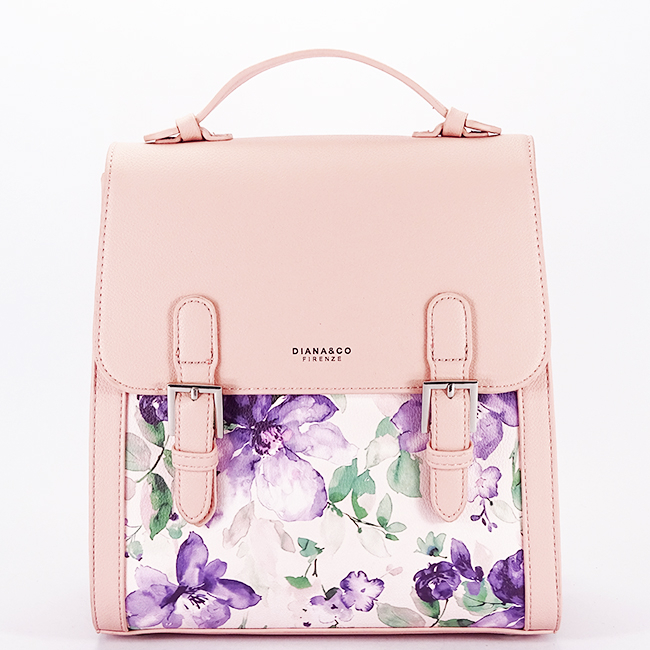 Rucsac roz deschis cu imprimeu floral DHJ731-3 M11