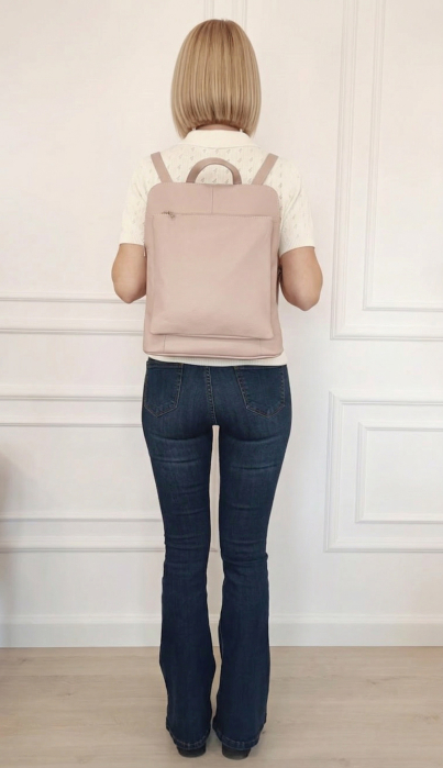 Rucsac roz din piele naturala 2 in1 negru 1441 123 [2]