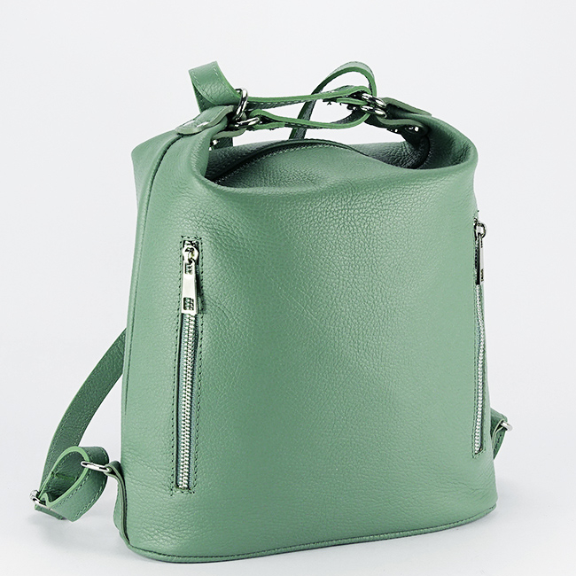 Rucsac verde menta din piele naturala 2 in 1 Lucia 121 [4]