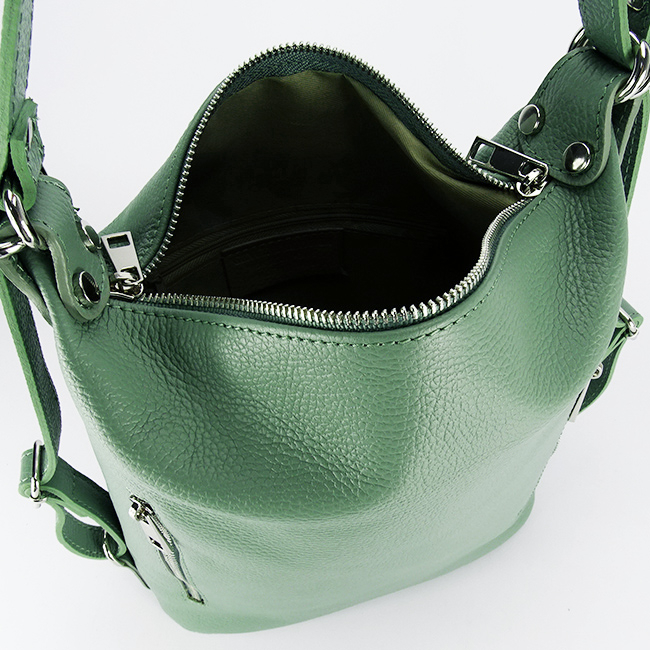 Rucsac verde menta din piele naturala 2 in 1 Lucia 121 [8]
