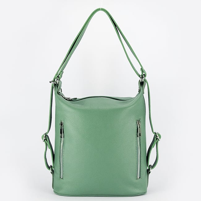 Rucsac verde menta din piele naturala 2 in 1 Lucia 121