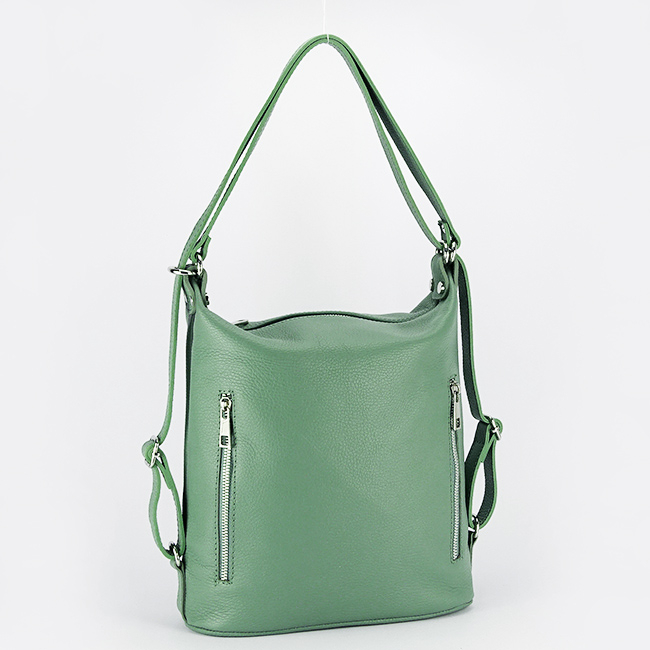 Rucsac verde menta din piele naturala 2 in 1 Lucia 121 [2]