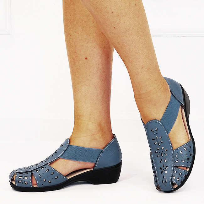 Sandale albastru denim din piele naturala Ozana M5