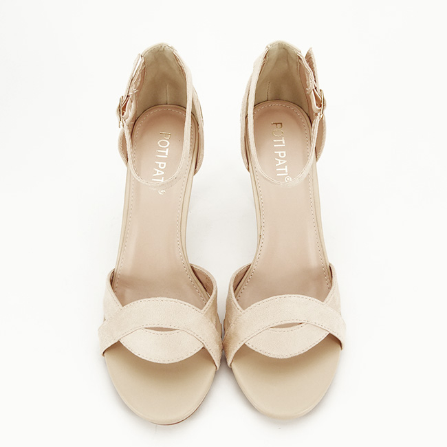 Sandale elegante bej cu toc conic OR141 [7]