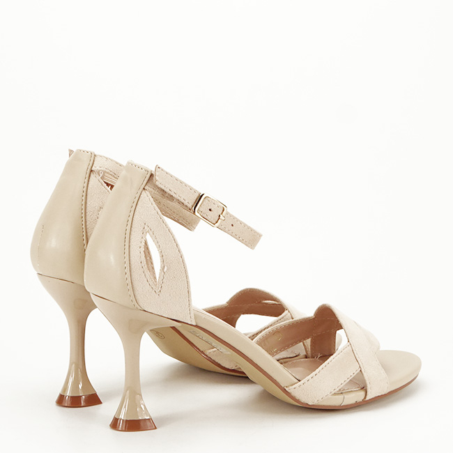 Sandale elegante bej cu toc conic OR141 [5]