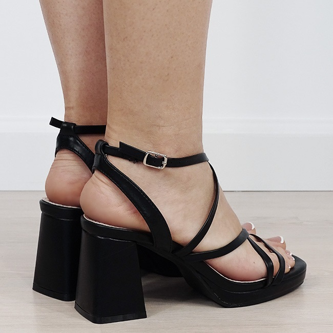 Sandale elegante negre cu toc comod H8-836 M12 [5]