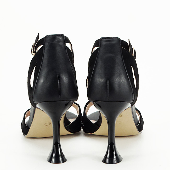 Sandale elegante negre cu toc conic OR141 [4]