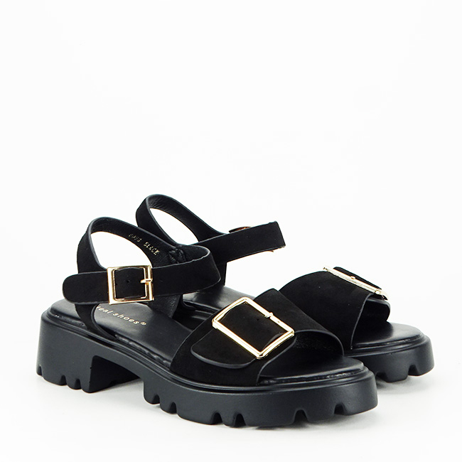 Sandale negre cu talpa groasa 8068 128 [6]