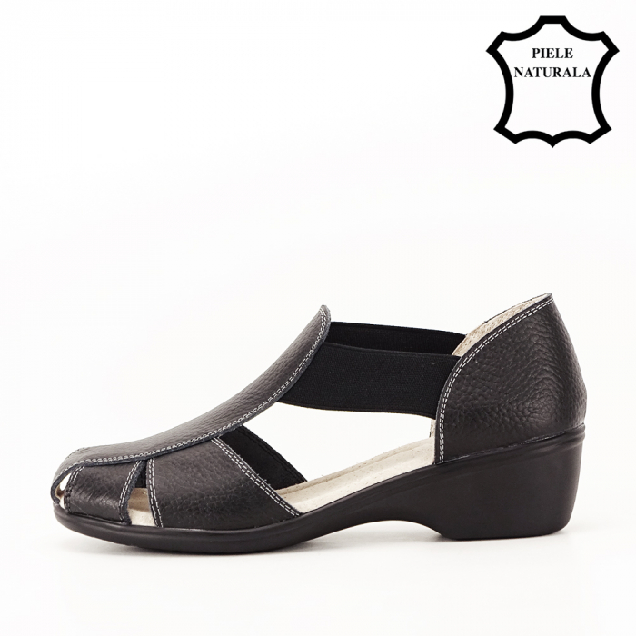 Sandale negre din piele naturala Calypso [2]