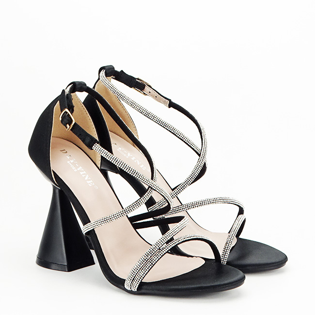 Sandale negre elegante cu toc conic BD116 130 [3]