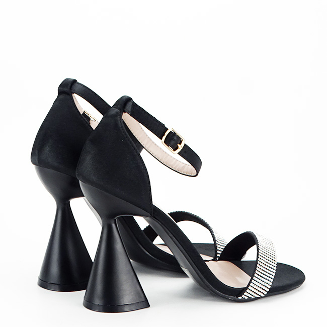 Sandale negre elegante cu toc conic BD117 129 [2]