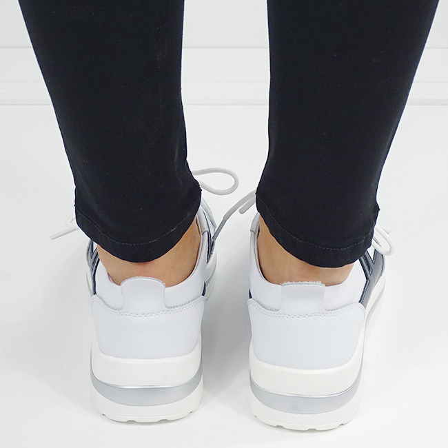 Sneakers alb cu bleumarin inchis din piele naturala 5089 M2 [4]