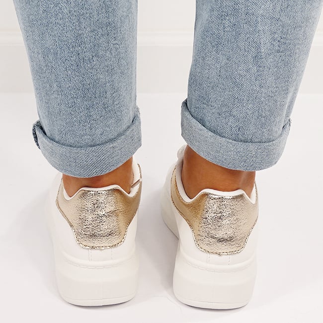 Sneakers albi/aurii cu talpa groasa M-8826 M7 [7]