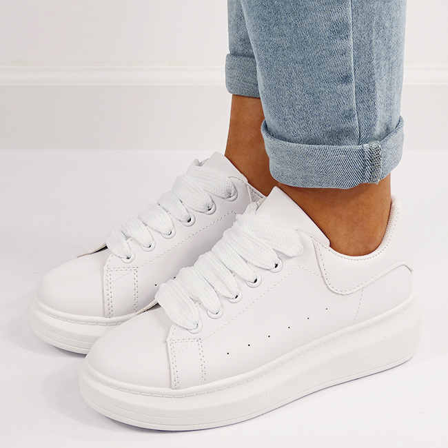 Sneakers albi cu talpa groasa M-8826 M7 [4]