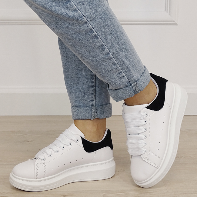 Sneakers albi/negri cu talpa groasa M-623 M2 [2]