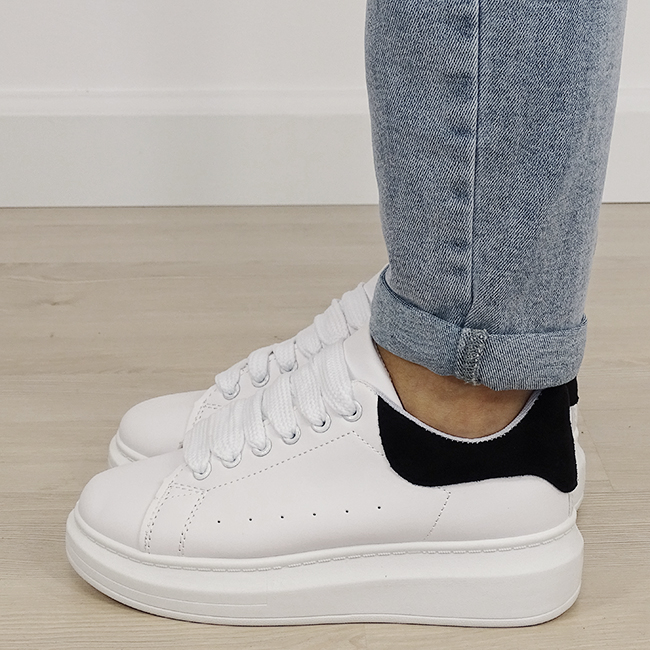 Sneakers albi/negri cu talpa groasa M-623 M2 [3]