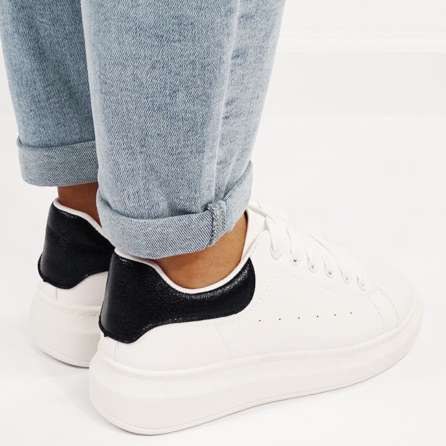 Sneakers albi/negri cu talpa groasa M-8826 M7 [6]