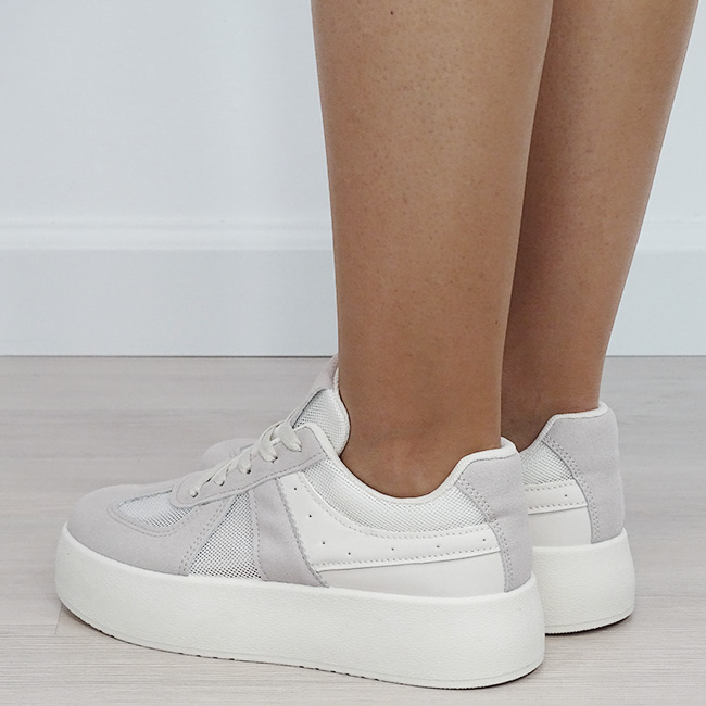 Sneakers bej cu plasă perforată translucidă 8992 M3 [3]