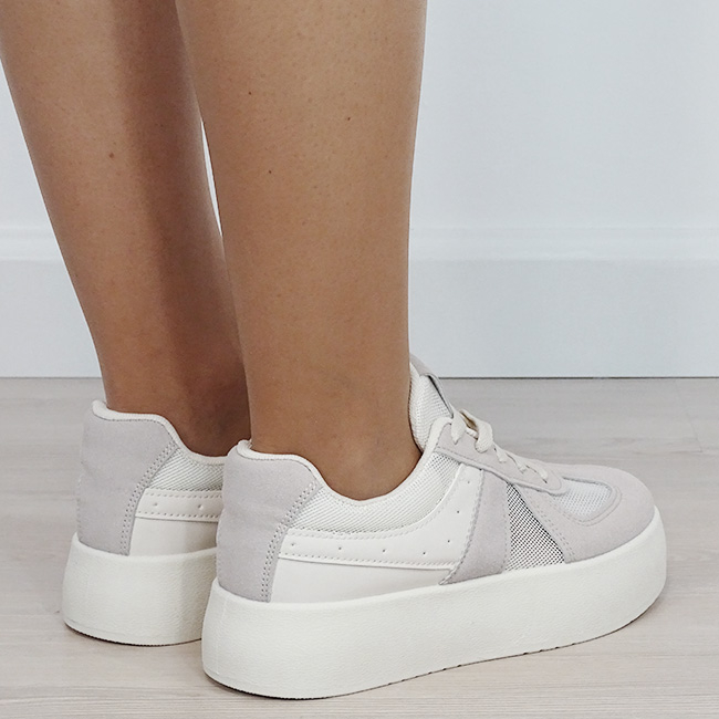 Sneakers bej cu plasă perforată translucidă 8992 M3 [5]