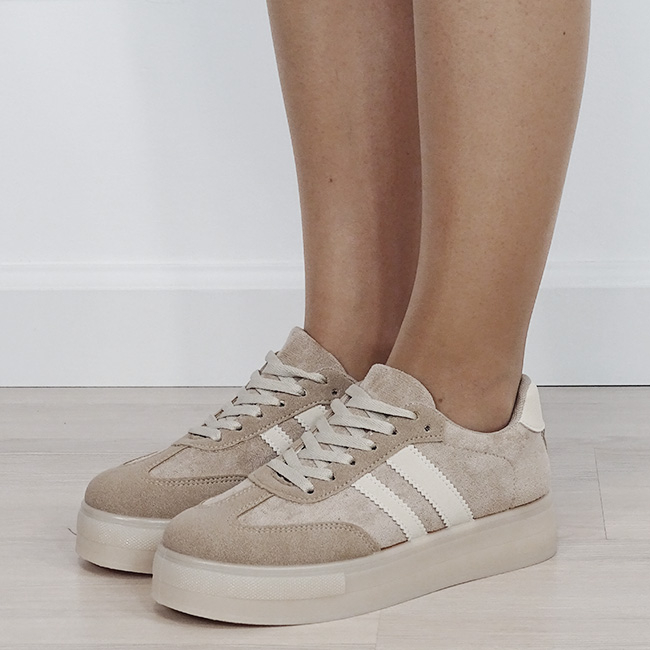 Sneakers bej cu talpa groasa 9059 M2