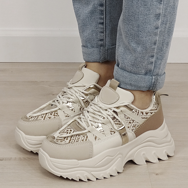 Sneakers bej cu talpa groasa DKB9201 M4 [2]