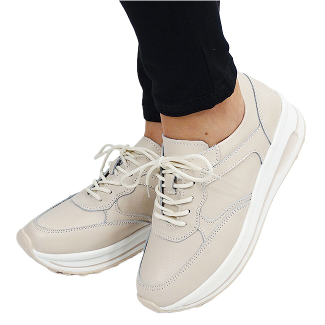 Sneakers bej din piele naturala 5091 M6