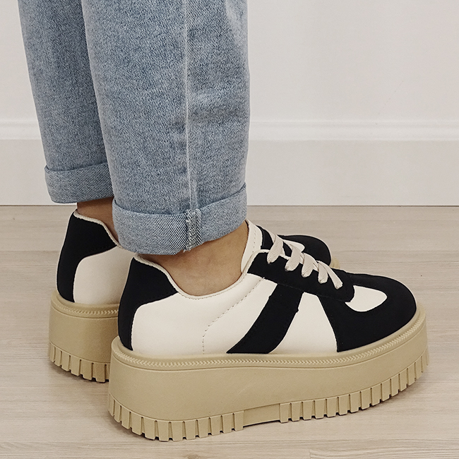 Sneakers bej/negru cu platforma 8979 M3 [5]