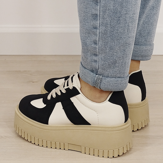 Sneakers bej/negru cu platforma 8979 M3 [3]