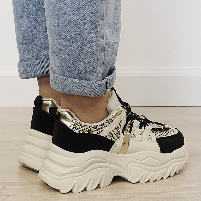 Sneakers bej/negru cu talpa groasa DKB9201 M4 [5]